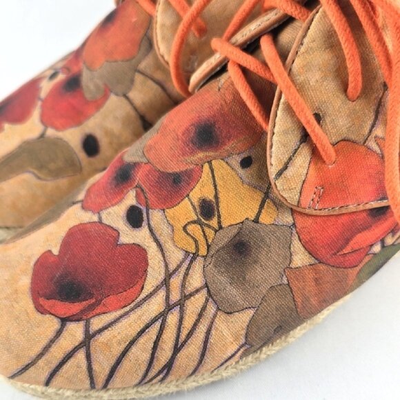 Icon Pumpkin Poppies by Novak Women's Printed Canvas Espadrille Sneaker Size 9.5 - Picture 6 of 13